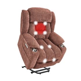 Power Lift Recliner Chair for Elderly, Recliner chair with Massage & Heat, Electric Leather Lift Recliner Chair for Living Room with Side Pocket