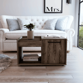 Ambar Coffee Table, One Open Shelf, Single Door Cabinet