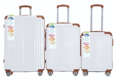 Brown 3-Piece Premium ABS Luggage Set-20", 24", and 28" Suitcases with Multi-Position Handle, Silent Spinner Wheels, and TSA-Approved Lock-Durabl