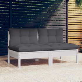 2-Seater Patio Sofa with Anthracite Cushions Solid Pinewood