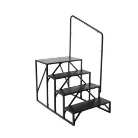 VEVOR RV Steps, 4-Step RV Stairs, 440 LBS Load Capacity, Thickened Carbon Steel, With Handrail, Non-Slip Steps for Safe Entry and Exit, Suit for