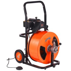 VEVOR Drain Cleaning Machine 100FT x 3/4 Inch, Sewer Snake Machine Auto Feed