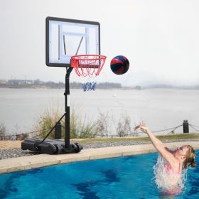 Portable Movable Swimming Pool PVC Transparent Backboard Basketball Stand (Basket Adjustment Height 1.15m-1.35m) Maximum Applicable For 7 # Ball