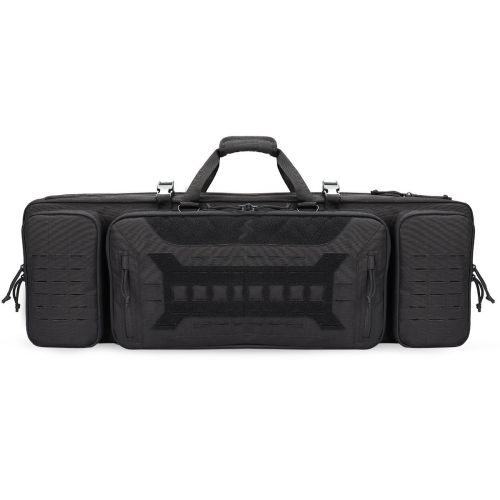VOTAGOO Double Rifle Case Gun Bag, Safely Long-Barrel Firearm Transportation Cases  Locks, All-Weather Soft Tactical Range Bag Ackpack For Shotgu