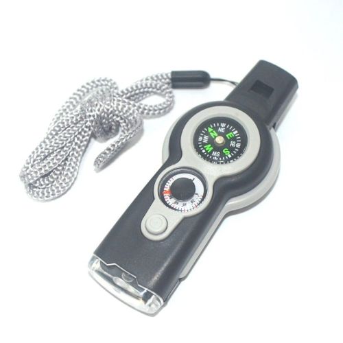 7-in-1 Multifunctional Outdoor Emergency Survival Whistle With Lanyard For Kayaking; Boating; Hiking; Camping; Climbing; Hunting; Fishing; Rescue