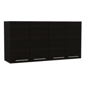 Oceana Wall Cabinet, Four Doors, Two Cabinets, Two Shelves (Color: Black)