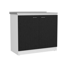 Salento Utility Sink With Cabinet, Double Door Cabinet (Color: Cognac)