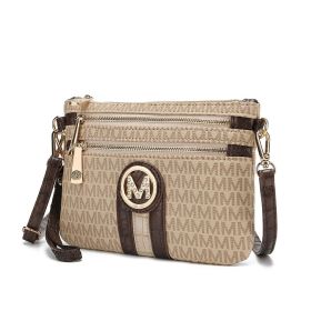 MKF Collection Tarren Signature Crossbody/ Wristlet by Mia k (Color: Beige, Material: Polycarbonate)
