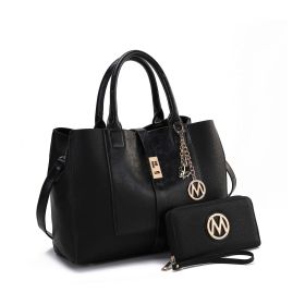 MKF Collection Yola Satchel Bag with Wallet Vegan Leather Women by Mia K (Color: Black, Material: Vegan Leather)