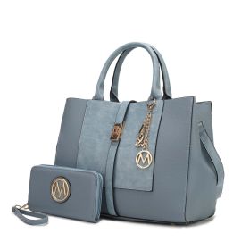 MKF Collection Yola Satchel Bag with Wallet Vegan Leather Women by Mia K (Color: Denim blue, Material: Vegan Leather)