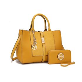 MKF Collection Yola Satchel Bag with Wallet Vegan Leather Women by Mia K (Color: Yellow, Material: Vegan Leather)