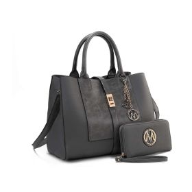 MKF Collection Yola Satchel Bag with Wallet Vegan Leather Women by Mia K (Color: Charcoal, Material: Vegan Leather)