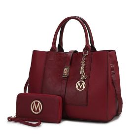 MKF Collection Yola Satchel Bag with Wallet Vegan Leather Women by Mia K (Color: Wine, Material: Vegan Leather)