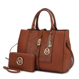 MKF Collection Yola Satchel Bag with Wallet Vegan Leather Women by Mia K (Color: Cognac, Material: Vegan Leather)