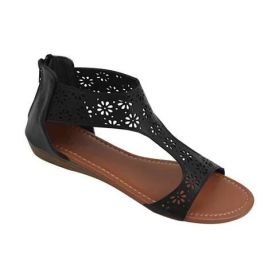 Crazy Daisies Summer Sandals (Color: Black, size: 5)