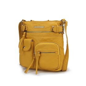 MKF Collection Vintage Stiella Shoulder Handbag by Mia K. (Color: Yellow, Material: Vegan Leather)