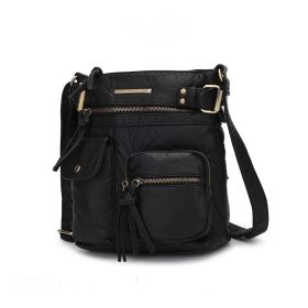 MKF Collection Vintage Stiella Shoulder Handbag by Mia K. (Color: Black, Material: Vegan Leather)